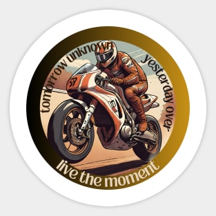 Live The Moment - Motorcycle Racing - Circular Sticker